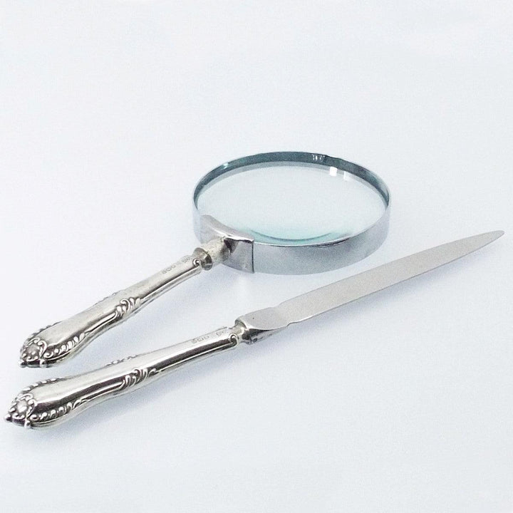 Sheffield antikes Brieföffner-Linsen-Schreibtischset A-0672 – Gioielleria Capodagli