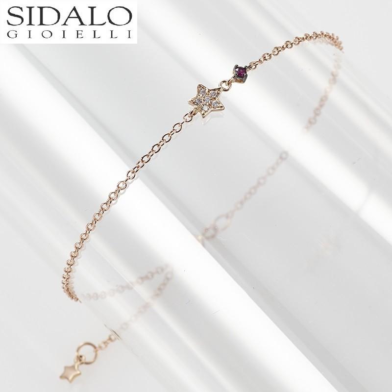 Sidalo bracciale con stella in oro rosa diamanti e rubino M 5132-1-R-BR - Gioielleria Capodagli