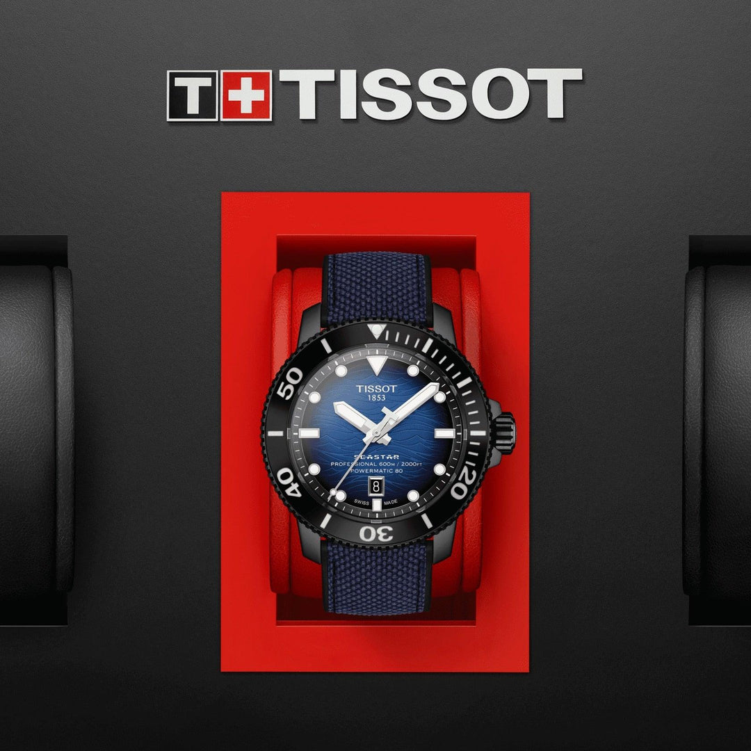 Tissot orologio Seastar 2000 Professional Powermatic 80 Certificato ISO 6425 (2018) 46mm blu acciaio finitura PVD nero automatico T120.607.37.041.00 - Capodagli 1937