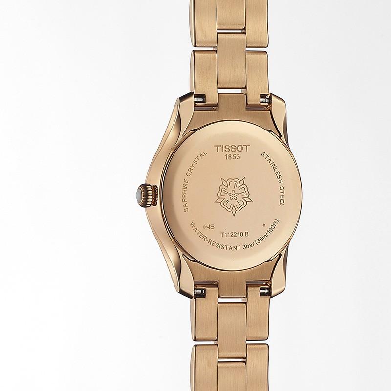 Tissot watch T-Wave 30mm mother of pearl diamonds quartz steel PVD finish rose gold T112.210.33.111.00 - Gioielleria Capodagli
