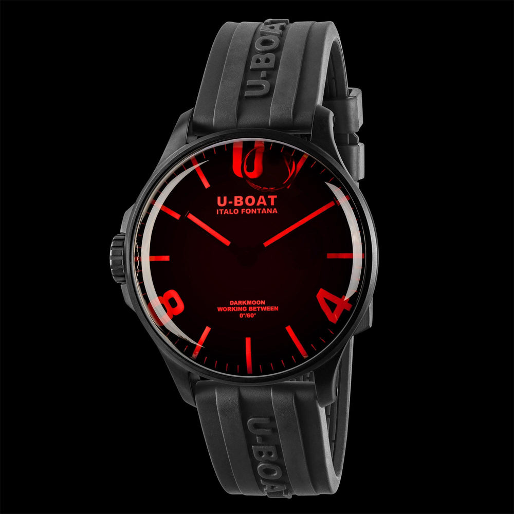 U-BOAT orologio DARKMOON 44mm RED GLASS IPB quarzo acciaio finitura IPB nero 8466/B - Capodagli 1937