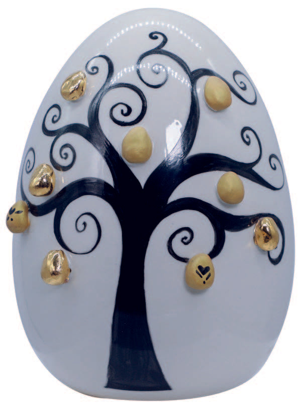 Huevo de árbol de la vida  ⁇ 19cm h.18cm porcelana hecho en Italia UO55/3