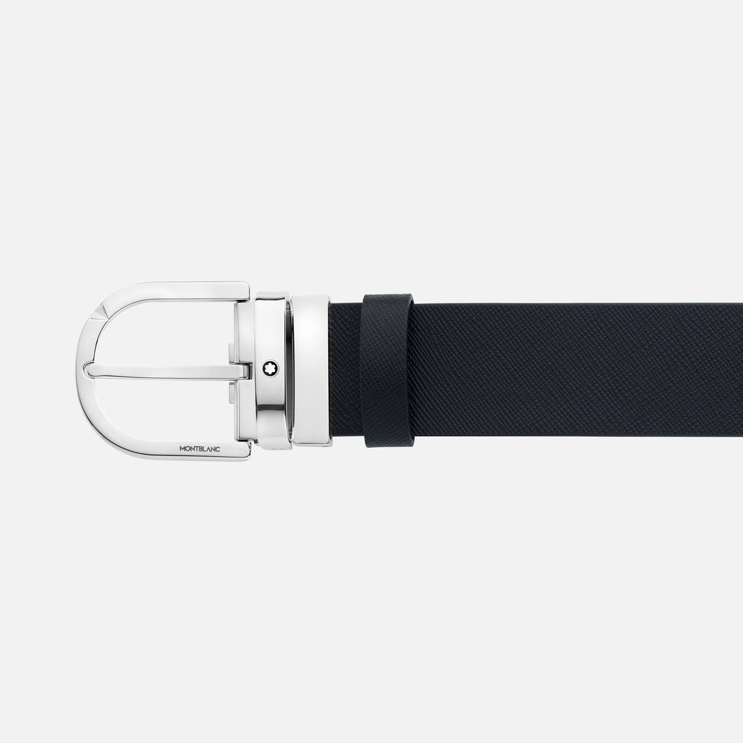 Cinturón Montblanc 35 mm herradura hebilla cuero reversible sartorial negro/magroso 131176