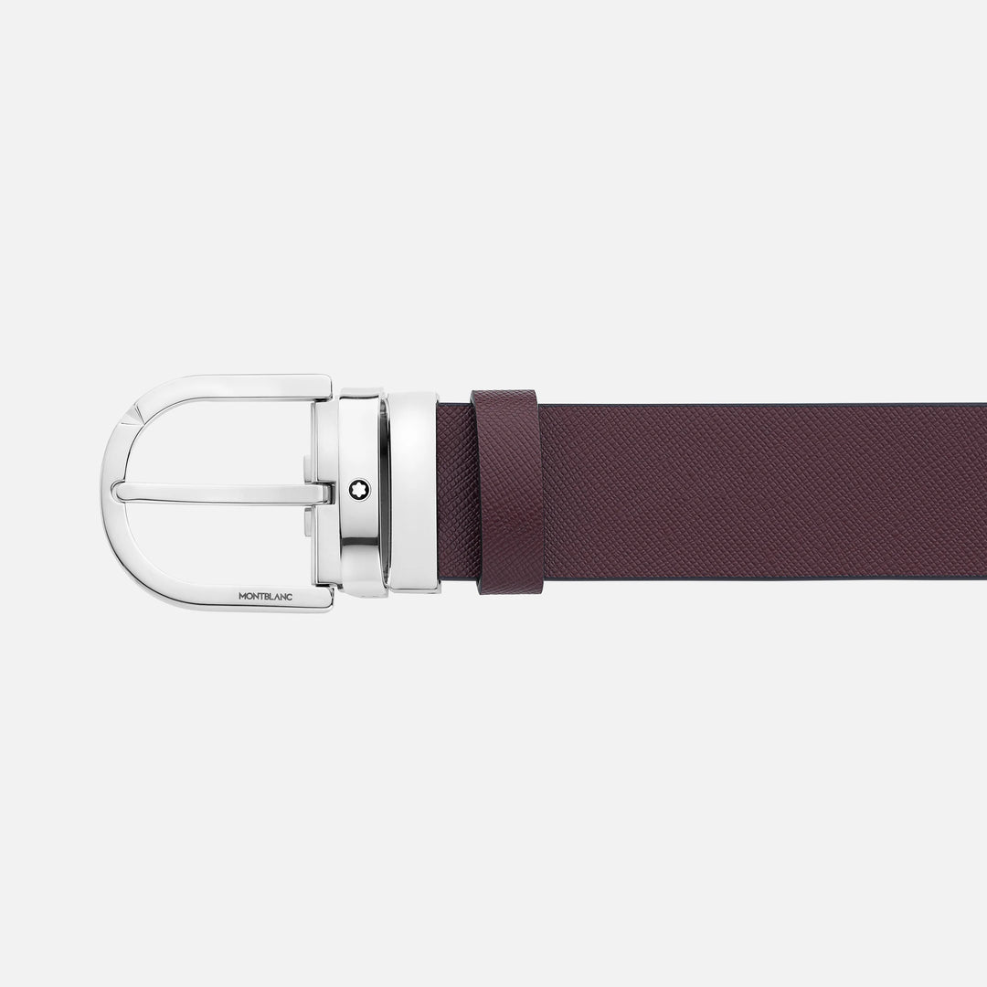 Cinturón Montblanc 35 mm herradura hebilla cuero reversible sartorial negro/magroso 131176