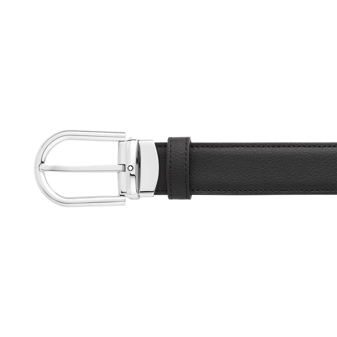 Montblanc Cinturón 30mm hebilla herradura piel reversible negro/naranja 128755