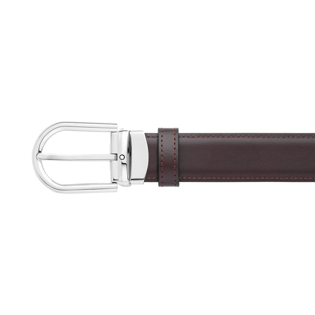 Montblanc Cinturón 30mm hebilla herradura piel reversible negro/naranja 128755