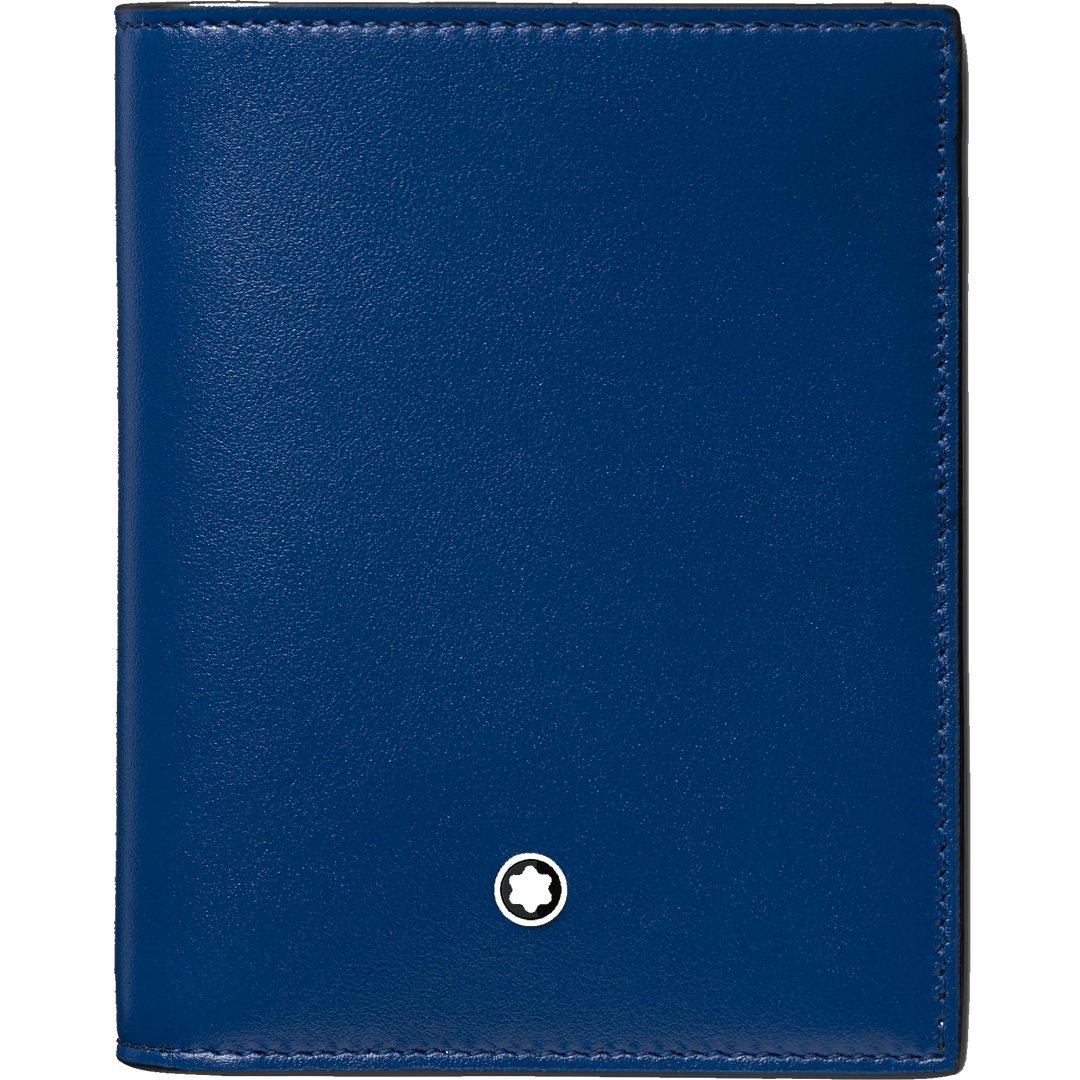 Montblanc portafoglio compatto 6 scomparti Meisterstück nero/blu 129678