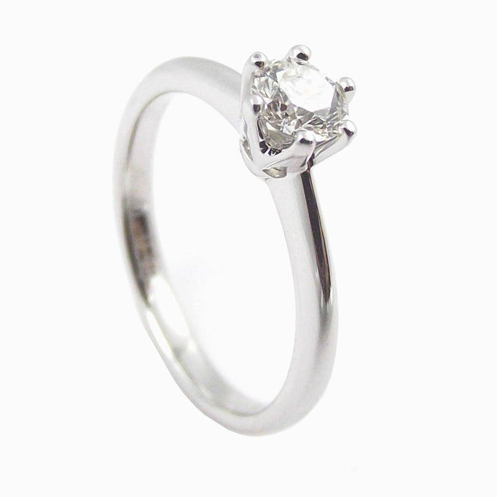 Bague solitaire World Diamond Group 6 sertis Couronne Or blanc 18 carats diamant 0,40 ct AGI1830-040-B - Gioielleria Capodagli