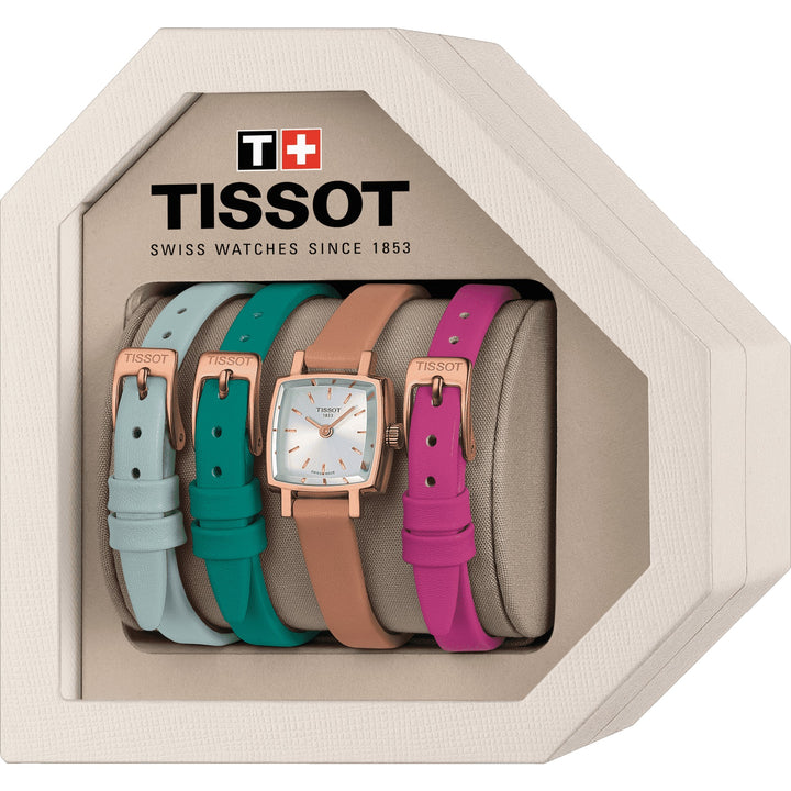 Tissot Watch Mooie zomerset 20 mm Silver Quartz stalen afwerking PVD Gold Pink T058.109.36.031.01