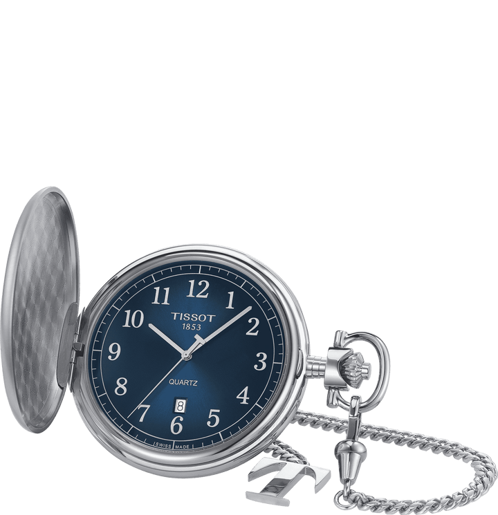 Tissot orologio da tasca Savonette 48,5mm blu quarzo acciaio T862.410.19.042.00