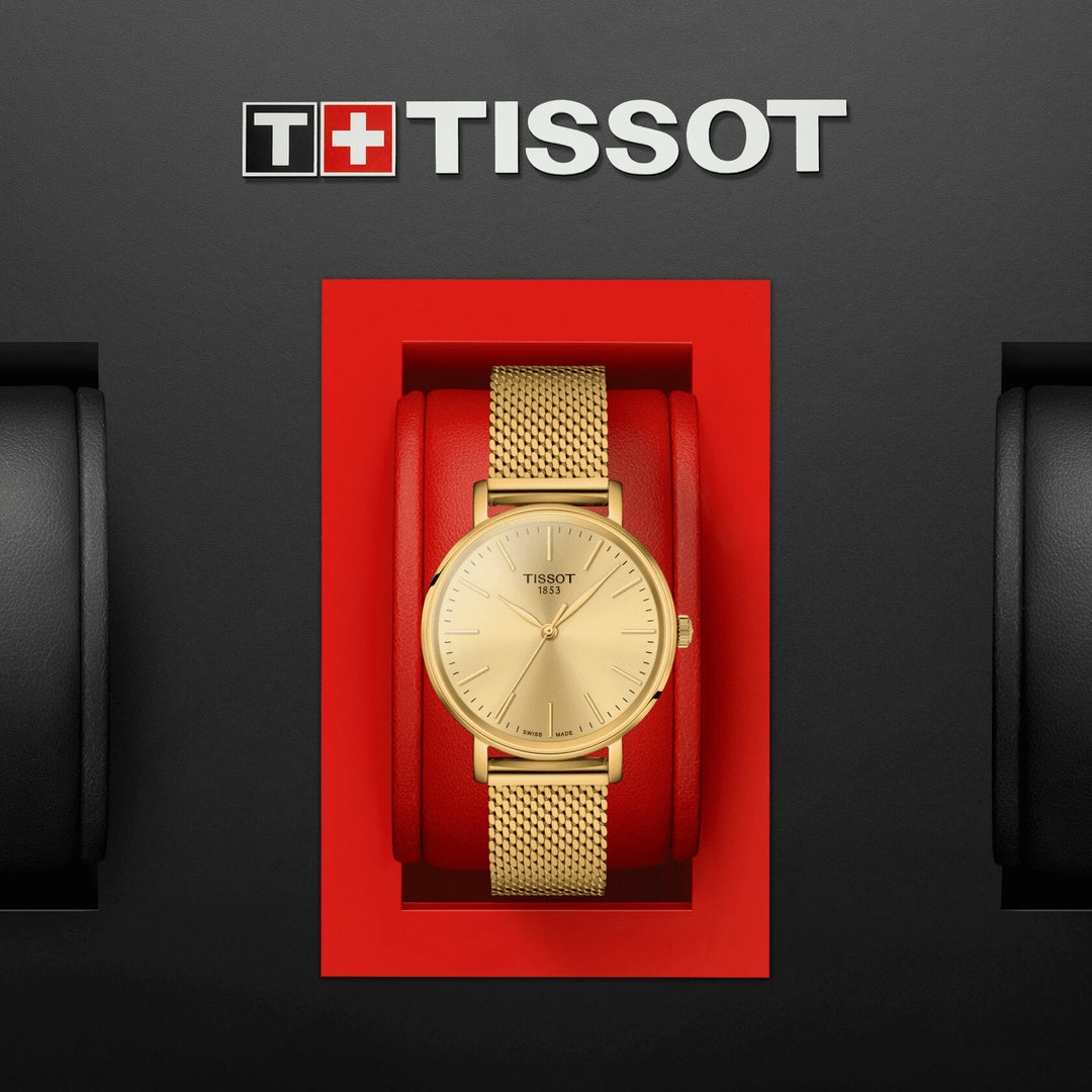 Tissot orologio Everytime Small 30mm champagne quarzo acciaio finitura PVD oro giallo T143.210.33.021.00
