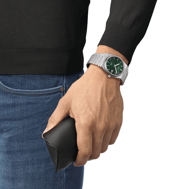 Reloj Tissot PRX Powermatic 80 40mm verde automático de acero T137.407.11.091.00