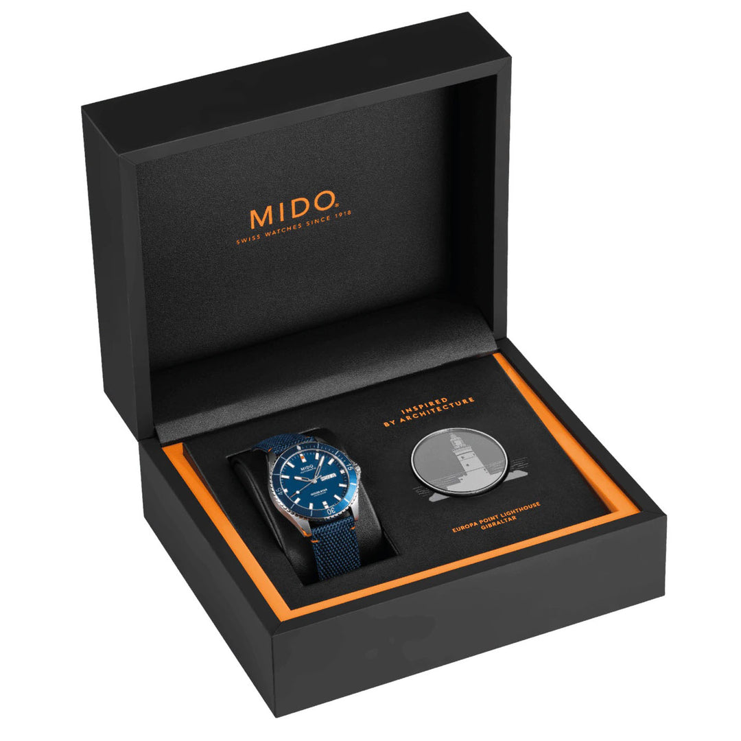 Reloj Mido Ocean Star 20th anniversary inspired by architecture edición limitada 1841 piezas 42mm acero automático azul M026.430.17.041.01