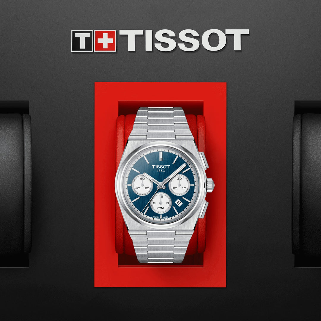 Tissot orologio PRX Automatic Chronograph 42mm blu automatico acciaio T137.427.11.041.00