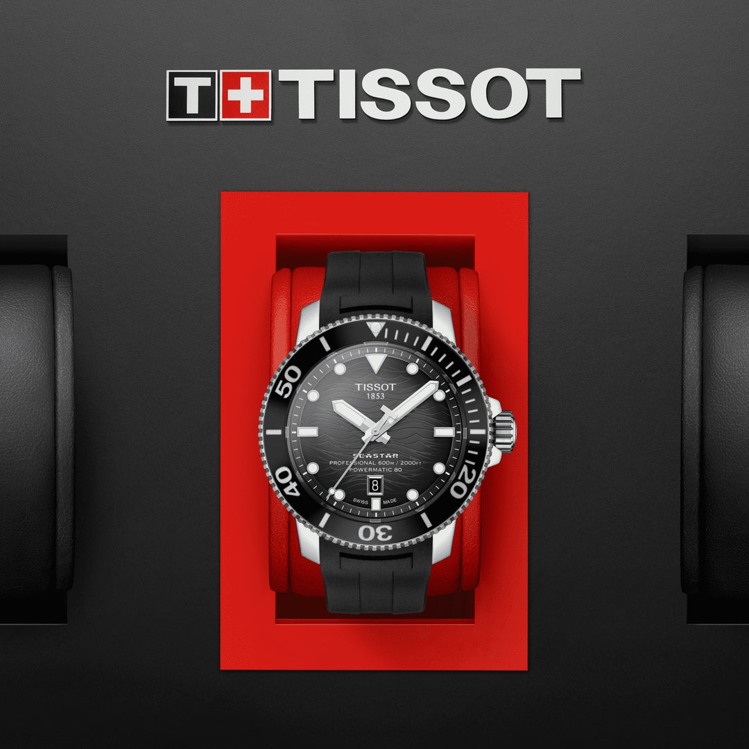 Reloj Tissot Seastar 2000 Professional Powermatic 80 46mm negro automático de acero T120.607.17.441.00