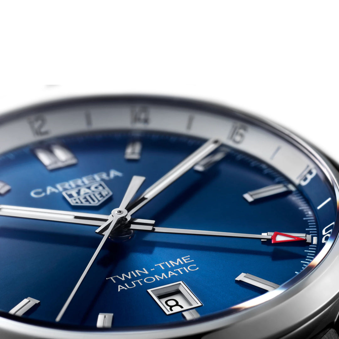 TAG Heuer orologio Carrera Twin-Time Calibre 7 41mm blu automatico acciaio WBN201A.BA0640