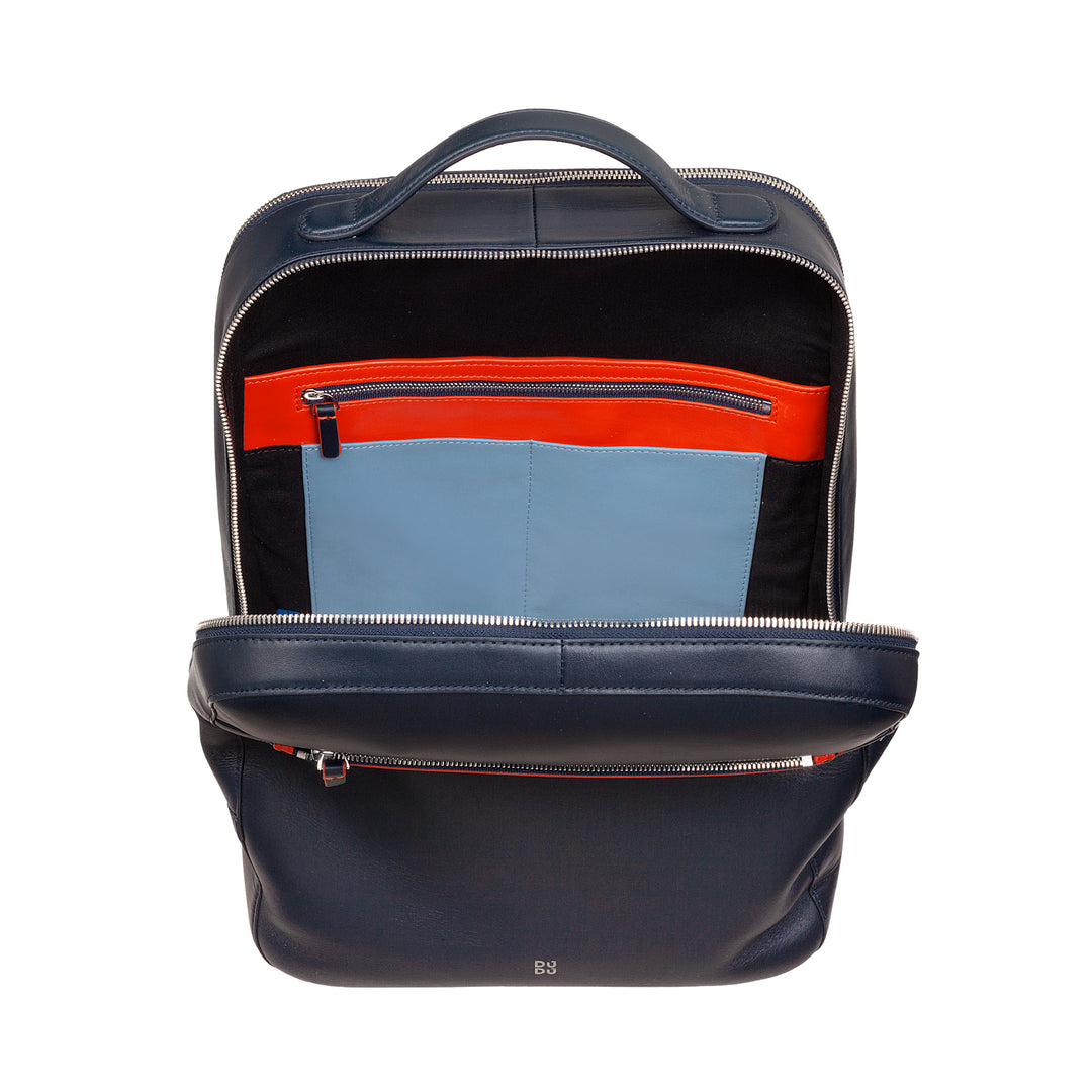 DuDu PC -rugzak tot 16 inch in echt lederen, elegante reisbackpack grote capaciteit met trolleysteuning